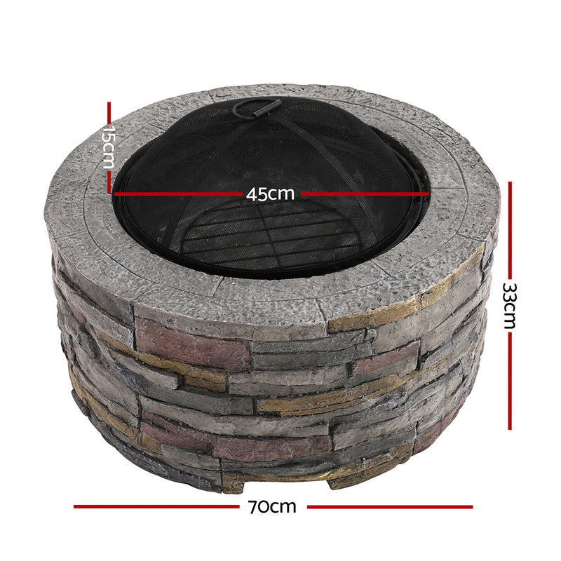 Outdoor Backyard Stone Style Table Charcoal Fire Pit 70cm