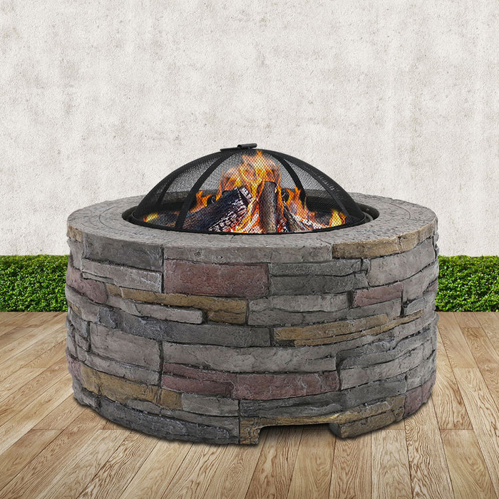 Outdoor Backyard Stone Style Table Charcoal Fire Pit 70cm