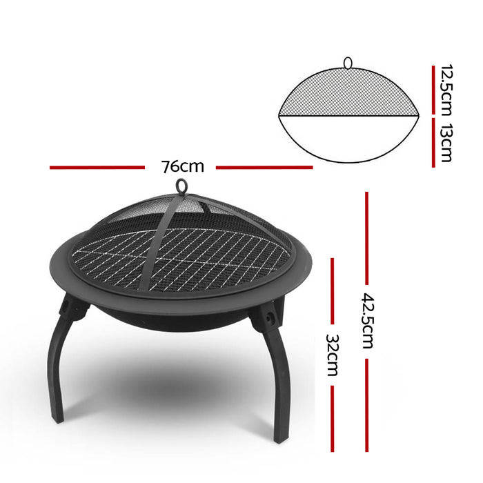 Portable 30 Inch Foldable Outdoor Fire Pit Fireplace