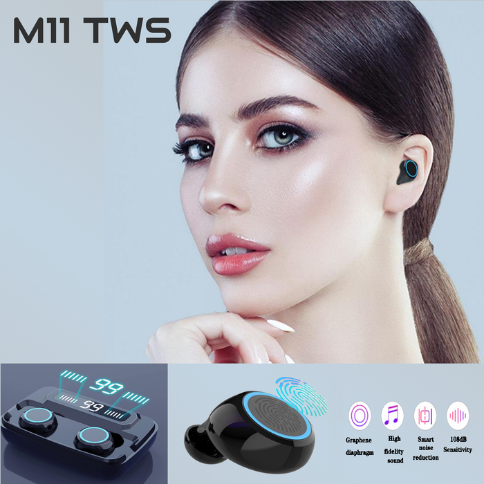 M11 Wireless In-Ear Sports Bluetooth 5.0 Headset with Digital Power Display and Charging Box