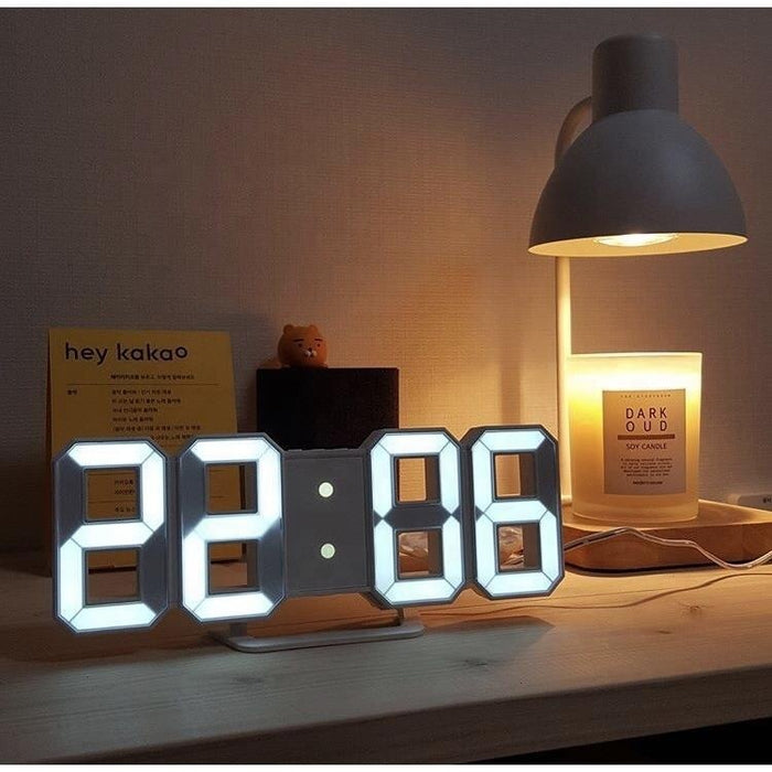 Minimal Modern Digital Plugged-in 3D LED Wall and Alarm Clock
