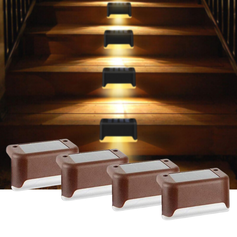 4 Pack of Solar Powered Waterproof LED Stairway Step Lights