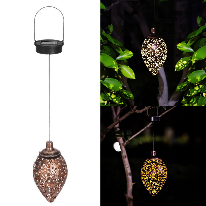 Moroccan Inspired Decorative Metal Hanging Solar Light Lantern Lamp