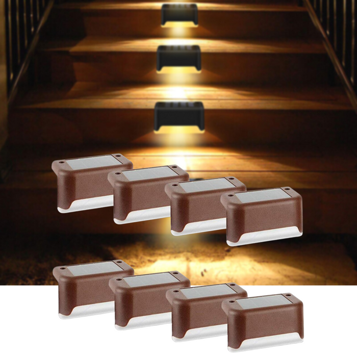 8 Pack of Solar Powered Waterproof LED Stairway Step Lights