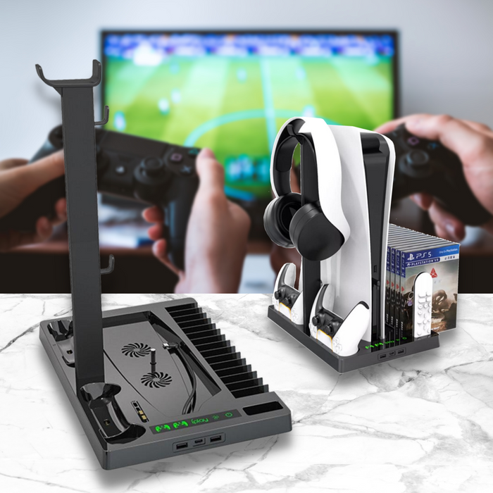 Multifunctional Vertical Stand PS5 Cooling Base and Charging Station