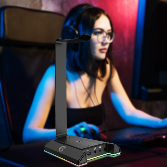 Gaming Headset Stand with 7.1 Surround Sound & USB Ports