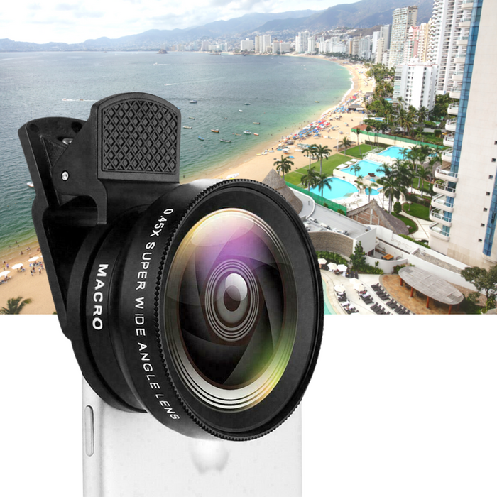 Universal 2-in-1 Wide Angle and Macro Mobile Phone Camera Lens with Clip