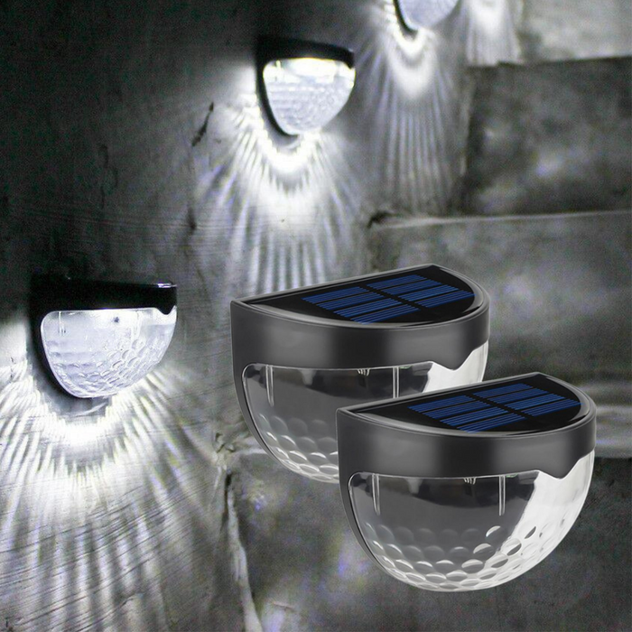 Semi Circular Outdoor Solar Powered Sensor Wall Light - 2 Pack