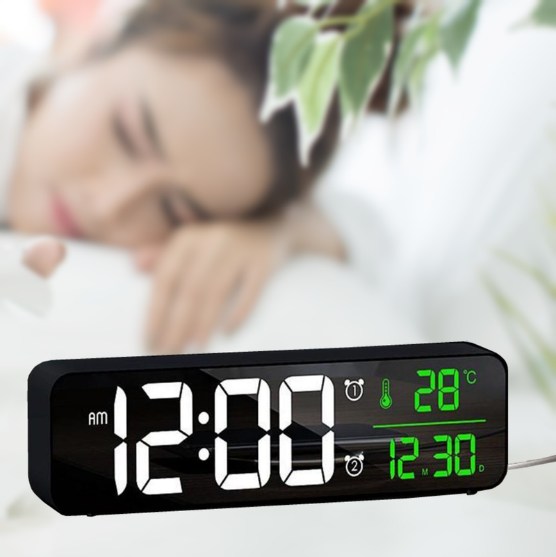 Large Screen Luminous LED USB Plug-in Digital Display Mirror Alarm Clock