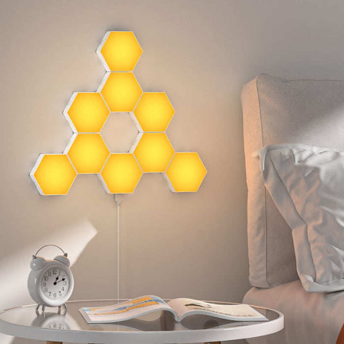 USB Enabled Colorful Touch Sensitive Hexagonal Wall Lamp Set
