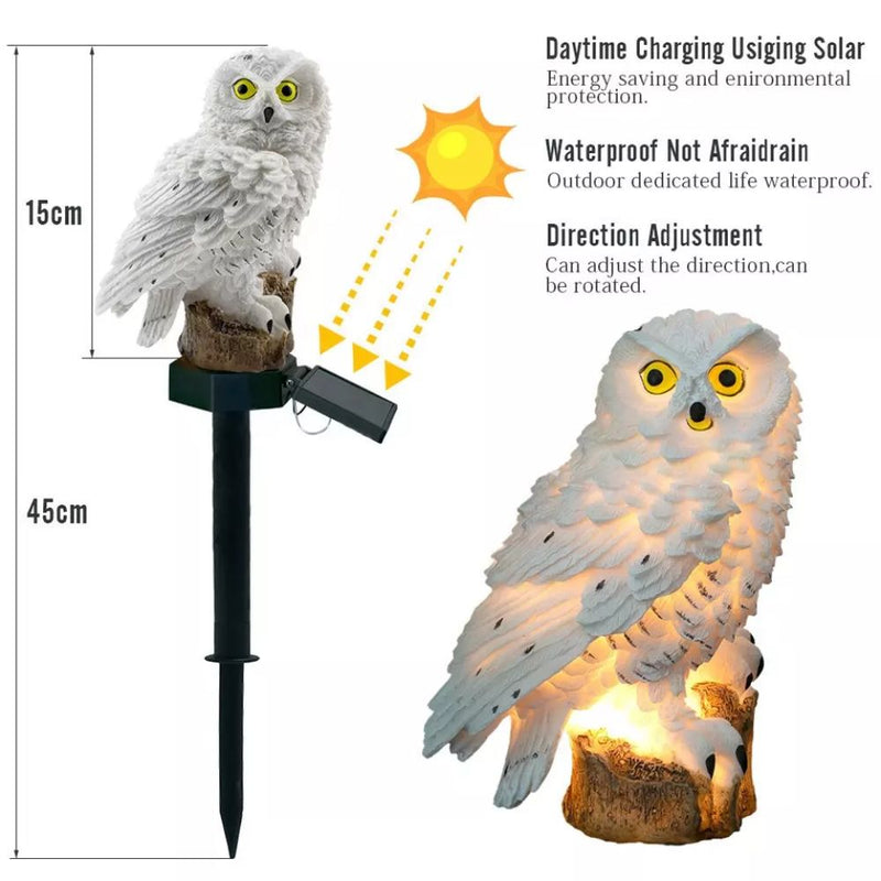 Solar Powered Waterproof Owl Light Outdoor Garden Ornament