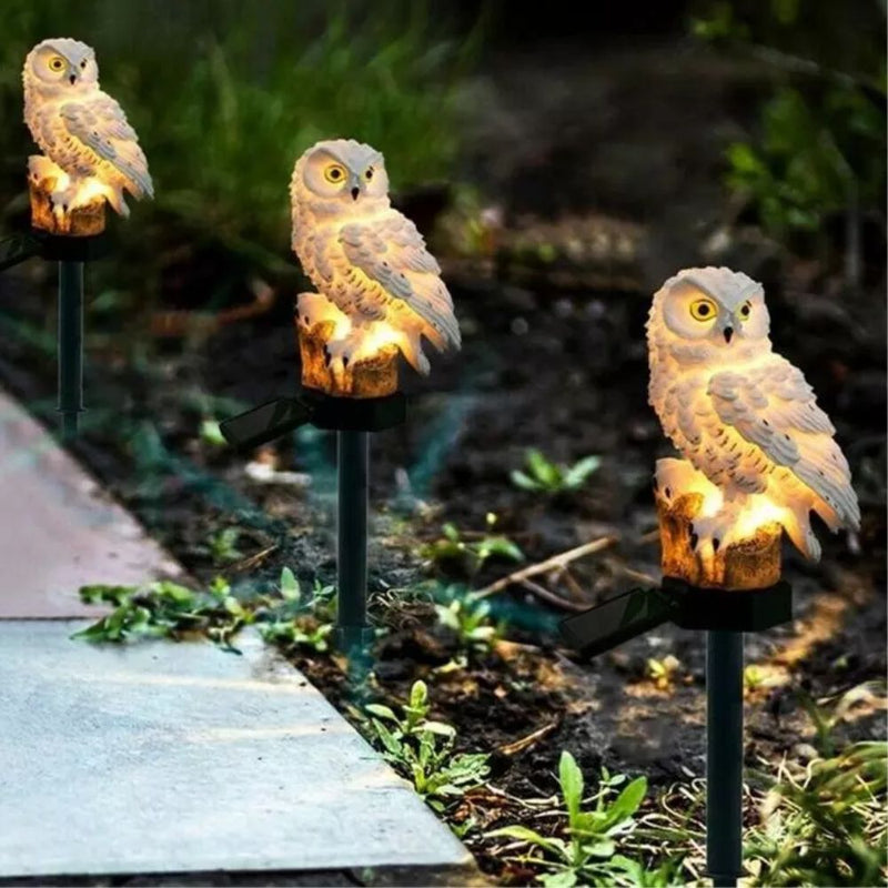 Solar Powered Waterproof Owl Light Outdoor Garden Ornament