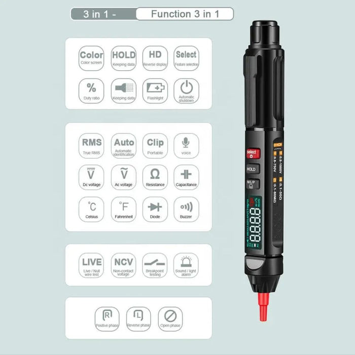 Intelligent Multimeter Digital Voltage Test Pen - Battery Powered