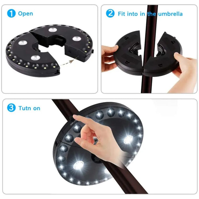 Bright LED Outdoor Umbrella Pole Light - Battery Operated