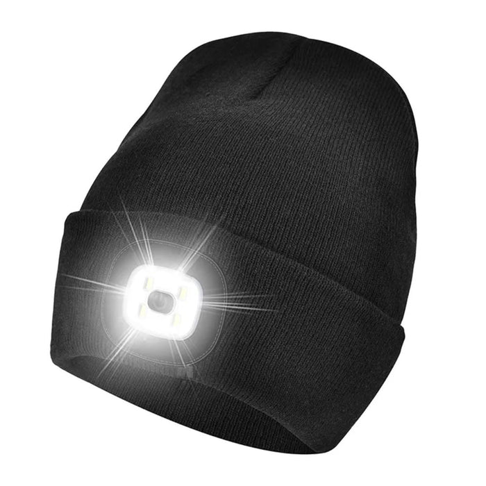 4 LED Lighting Cap Knitted Beanie Hat - USB Rechargeable
