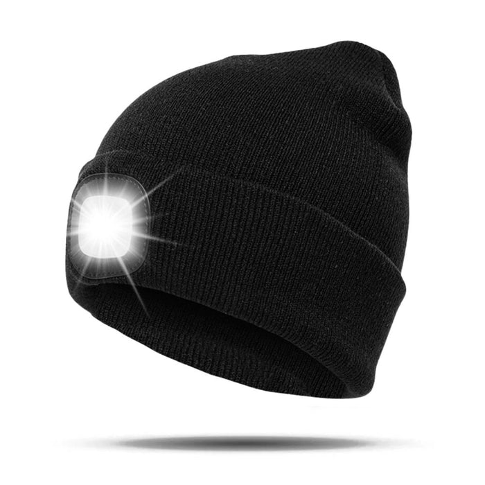 4 LED Lighting Cap Knitted Beanie Hat - USB Rechargeable