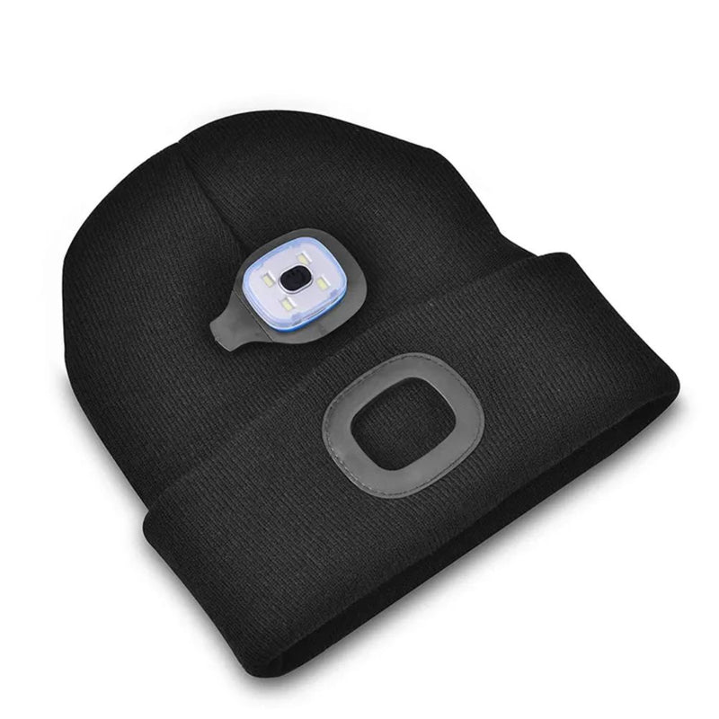 4 LED Lighting Cap Knitted Beanie Hat - USB Rechargeable