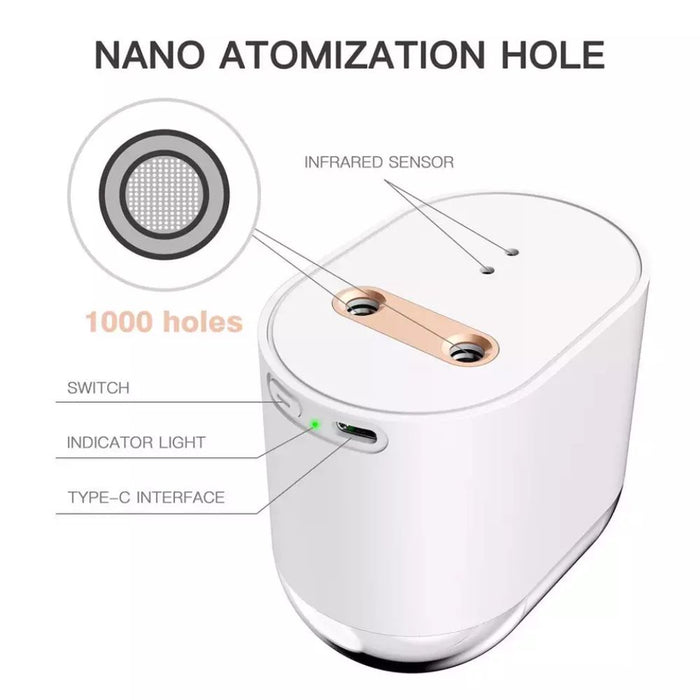 Dual Hole Nano Mist Alcohol Dispenser Sprayer - USB Rechargeable
