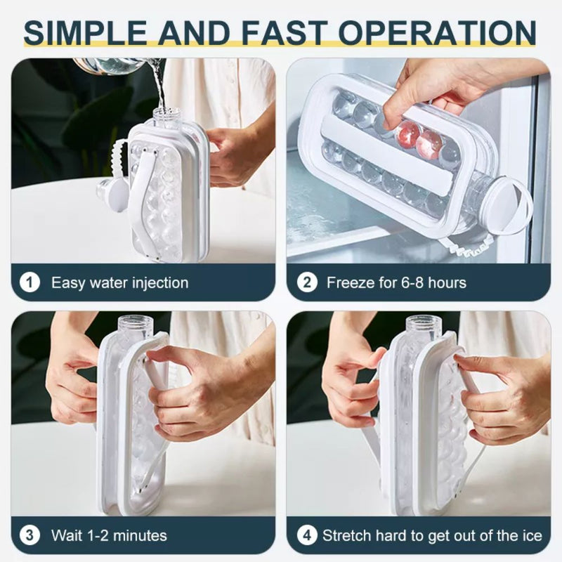 2-in-1 Easy Release Portable Ice Ball Maker Bottle