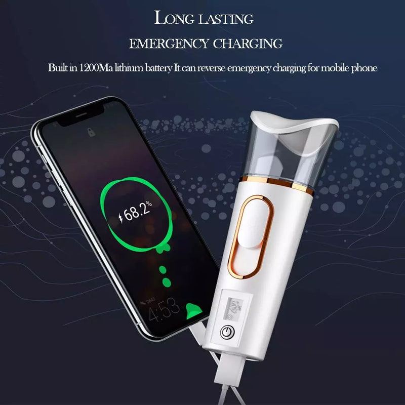 Portable Facial Mist Sprayer with Skin Analyzer - USB Charging