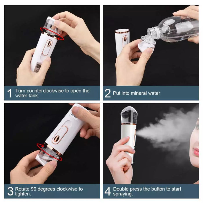 Portable Facial Mist Sprayer with Skin Analyzer - USB Charging