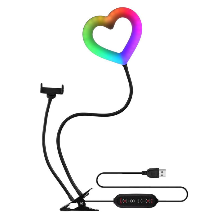 6 inch Gooseneck RGB Heart Shaped Fill Light - USB Powered