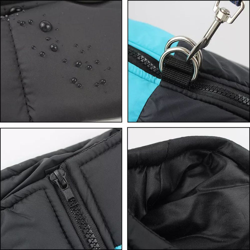 Warm Up Padded Zip Up Dog Jacket with Dual Leash Rings