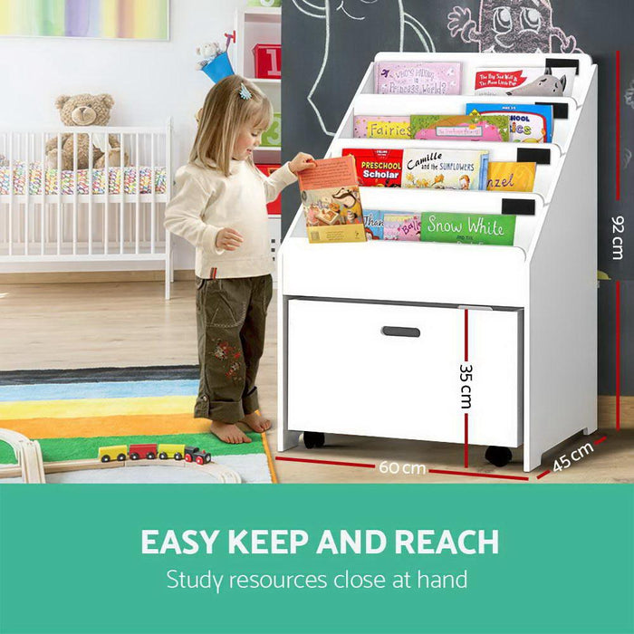 Bostin Life Keezi Kids Bookcase Childrens Bookshelf Organiser Storage Shelf Wooden White Baby & >