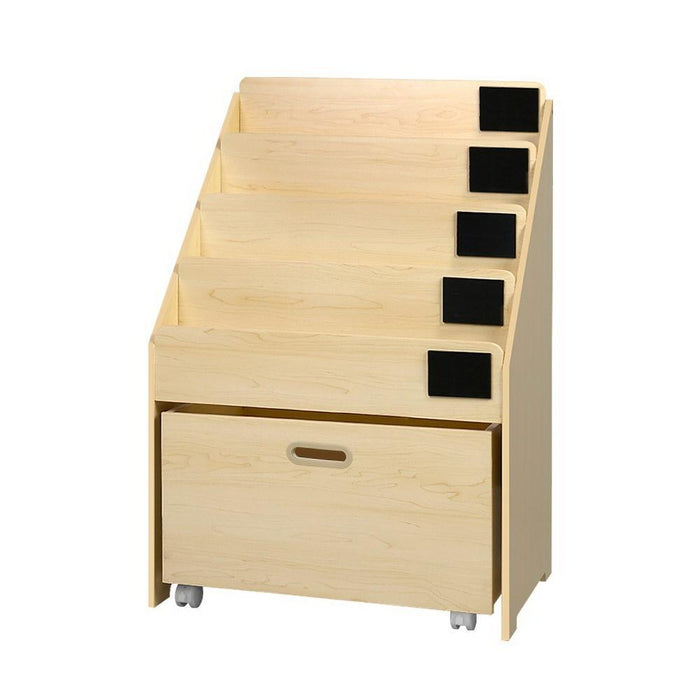 Bostin Life Keezi Kids Bookcase Childrens Bookshelf Organiser Storage Shelf Wooden Beige