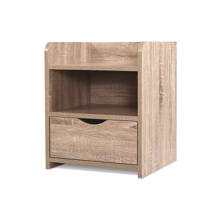 Bostin Life Bedside Tables Storage Drawer Side Table Bedroom Furniture Nightstand Shelf Unit Oak