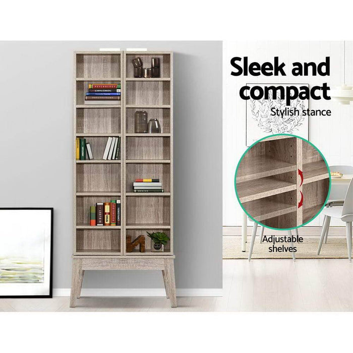 Bostin Life Cd Dvd Media Storage Display Shelf Folding Cabinet Bookshelf Bluray Rack Oak Furniture >