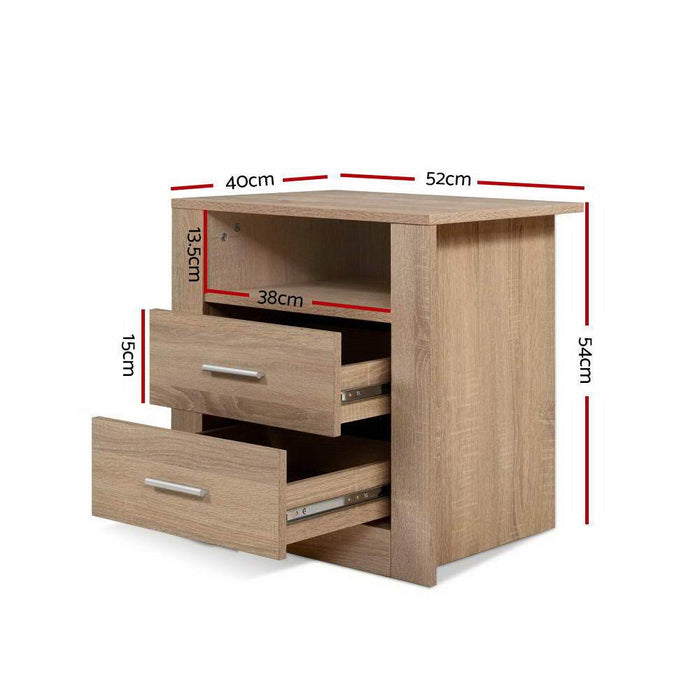 Bostin Life Bedside Tables Drawers Storage Cabinet Shelf Side End Table Oak Dropshipzone