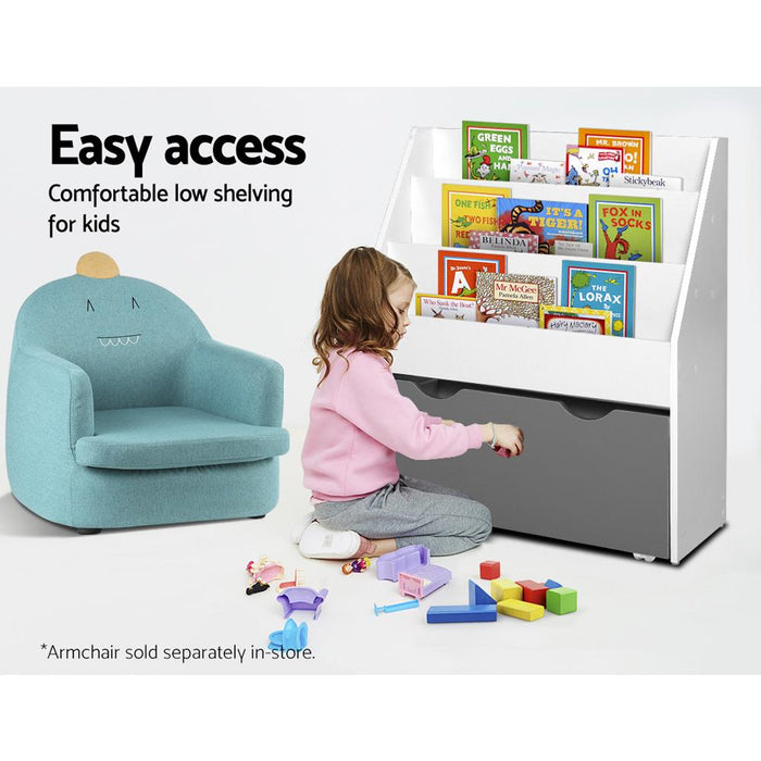Bostin Life Keezi Kids Bookshelf Childrens Bookcase Organiser Storage Shelf Wooden White Baby & >