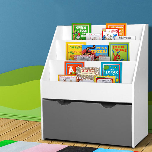 Bostin Life Keezi Kids Bookshelf Childrens Bookcase Organiser Storage Shelf Wooden White Baby & >