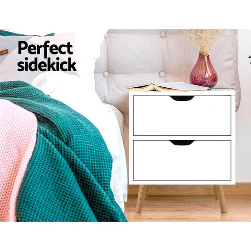 Bostin Life Bedside Tables Drawers Side Table Nightstand White Storage Cabinet Wood Furniture >