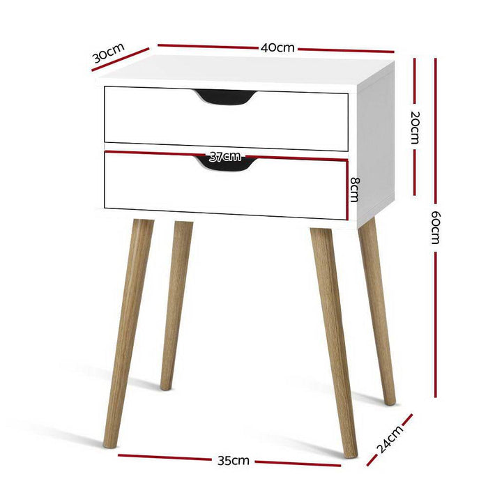 Bostin Life Artiss Bedside Tables Drawers Side Table Nightstand Wood Storage Cabinet White