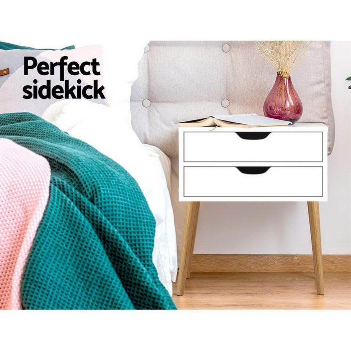 Bostin Life Artiss Bedside Tables Drawers Side Table Nightstand Wood Storage Cabinet White