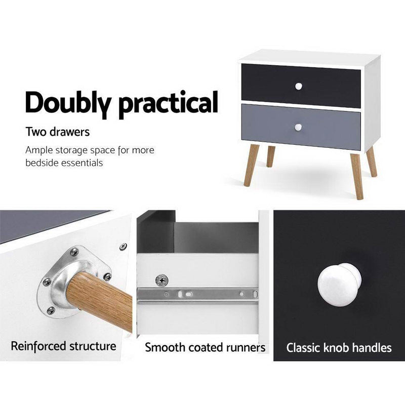 Bostin Life Artiss Bedside Tables Drawers Side Table Nightstand Lamp Storage Cabinet Dropshipzone