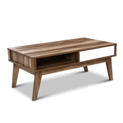 Bostin Life Artiss Coffee Table 2 Storage Drawers Open Shelf Scandinavian Wooden White Dropshipzone
