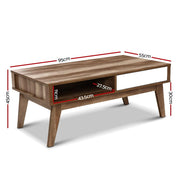 Bostin Life Artiss Coffee Table 2 Storage Drawers Open Shelf Scandinavian Wooden White Dropshipzone