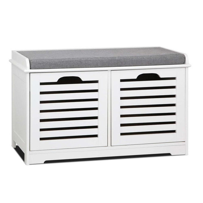 Bostin Life Fabric Shoe Bench With Drawers - White & Grey Dropshipzone