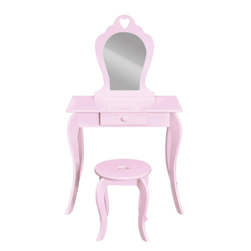 Bostin Life Kids Vanity Dressing Table Stool Set Mirror Drawer Children Makeup Pink Furniture >