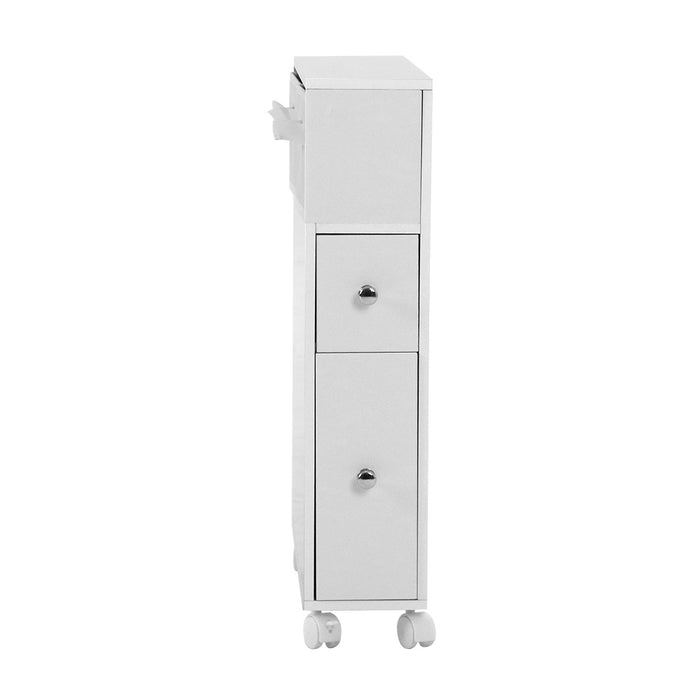 Bathroom Toilet Storage Cabinet Caddy with Drawers Basket and Wheels