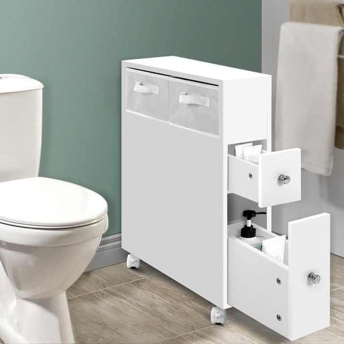 Bathroom Storage Toilet Cabinet Caddy with Drawer Baskets and Wheels