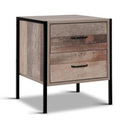 Bostin Life Artiss Bedside Table Drawers Nightstand Metal Oak Dropshipzone