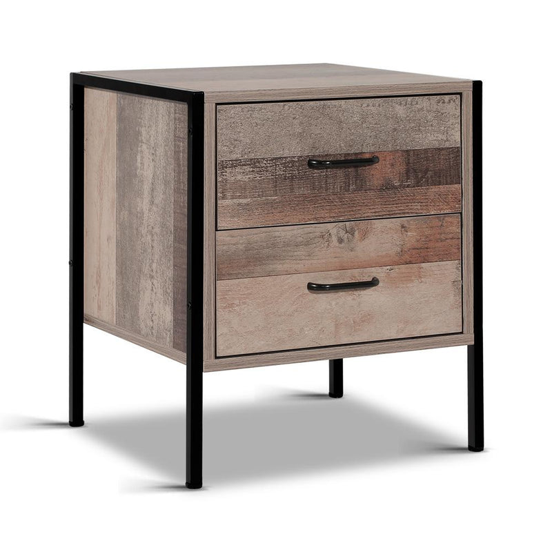 Bostin Life Artiss Bedside Table Drawers Nightstand Metal Oak Dropshipzone