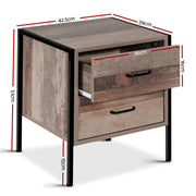 Bostin Life Artiss Bedside Table Drawers Nightstand Metal Oak Dropshipzone