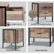 Bostin Life Artiss Bedside Table Drawers Nightstand Metal Oak Dropshipzone