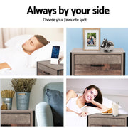 Bostin Life Artiss Bedside Table Drawers Nightstand Metal Oak Dropshipzone