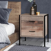 Bostin Life Artiss Bedside Table Drawers Nightstand Metal Oak Dropshipzone